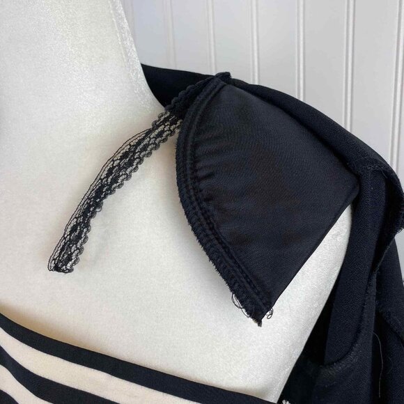 Taurus II Dress Womens 6 Petite Black Nautical Button Front Career Made USA VTG - Picture 7 of 9